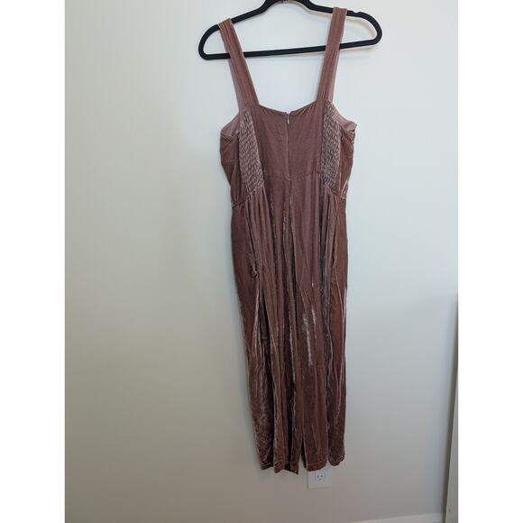Madewell Crushed Velvet Jumpsuit Mauve Pink Sleeveless Wide Leg Pockets Sz 8 - Picture 6 of 11
